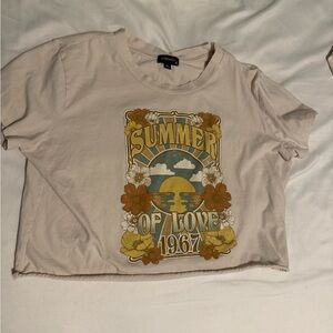 Urban Outfitters Cream Graphic Crop Top